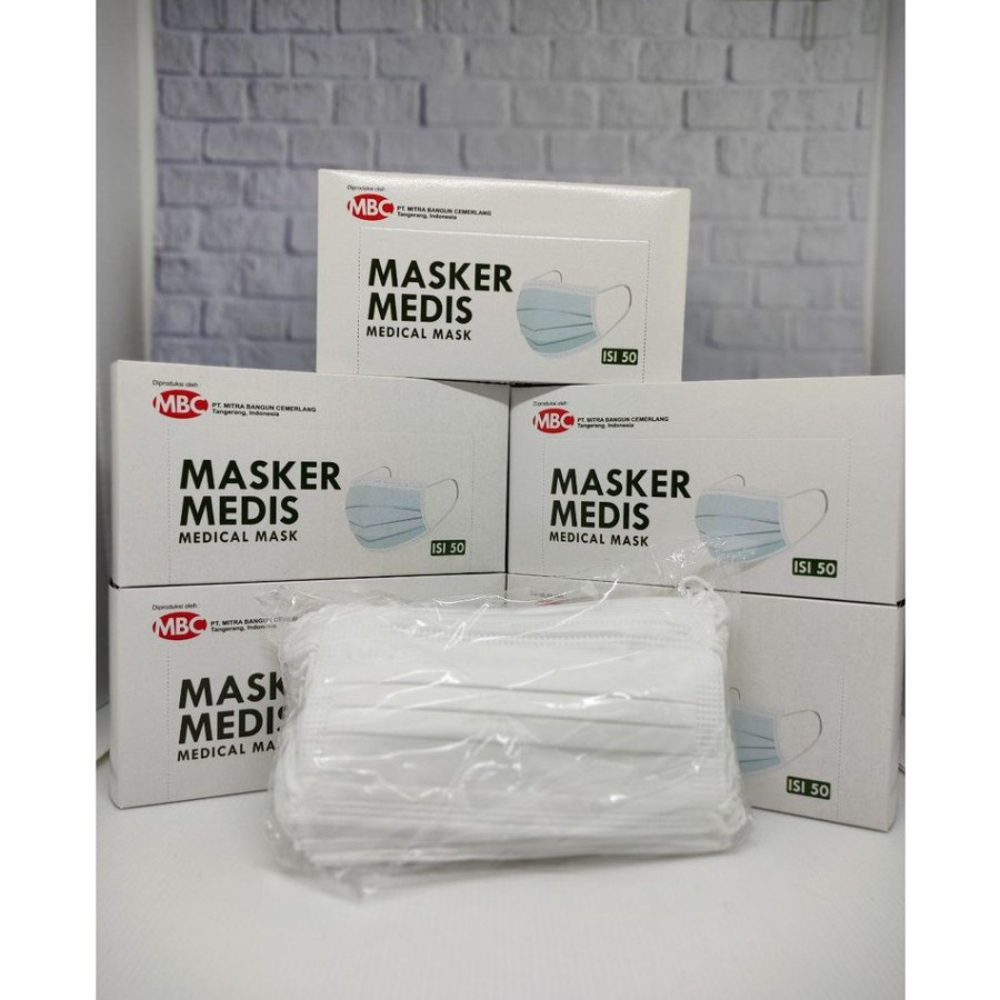 Masker Medis Surgical MBC 3 Ply 50 Pcs Murah Menkes