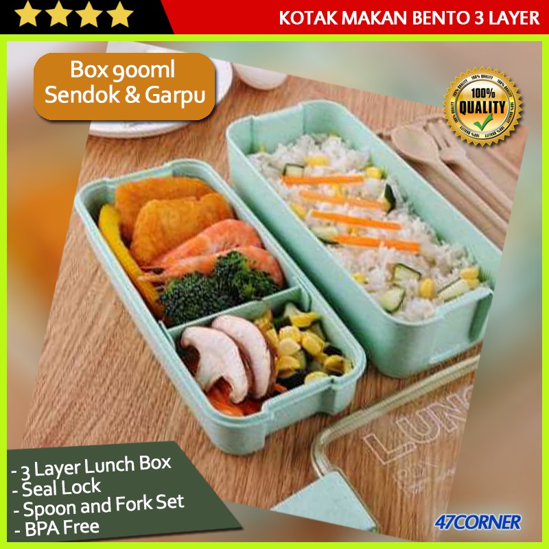 KOTAK NASI TEMPAT NASI WADAH BEKAL KOTAK MAKAN TEMPAT MAKAN LEPAK MAKAN KOTAK BEKAL SET SENDOK