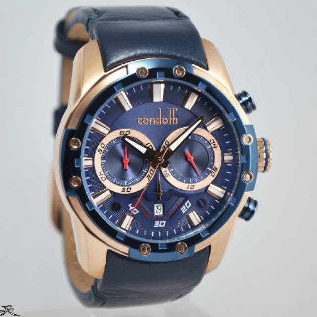 Jam Tangan Pria Condotti CN1002 Rosegold leather Kulit Original Murah