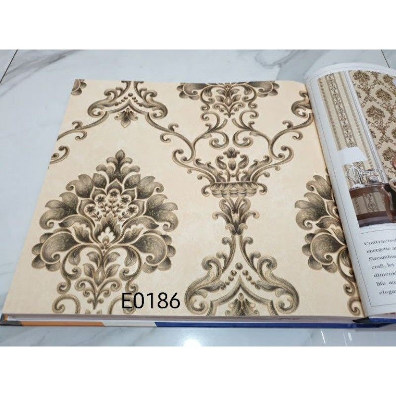 E0186 WALLPAPER DINDING VINYL BATIK ELEGANT RONA PREMIUM TEBAL TIMBUL BERTEXTURE SIZE 53 CM X 10 M