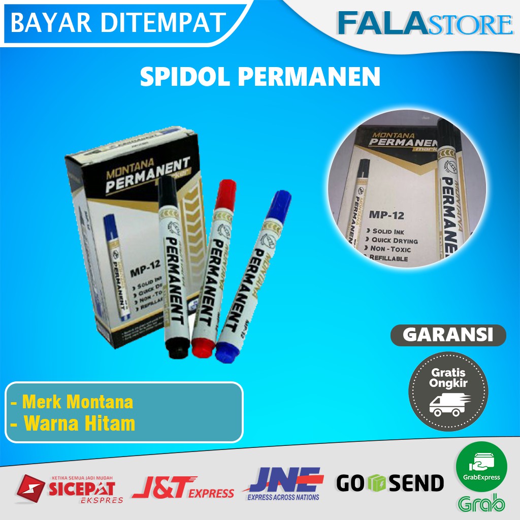 

Sepidol Spidol Permanen Permanent Warna Hitam Marker Montana Berkualitas