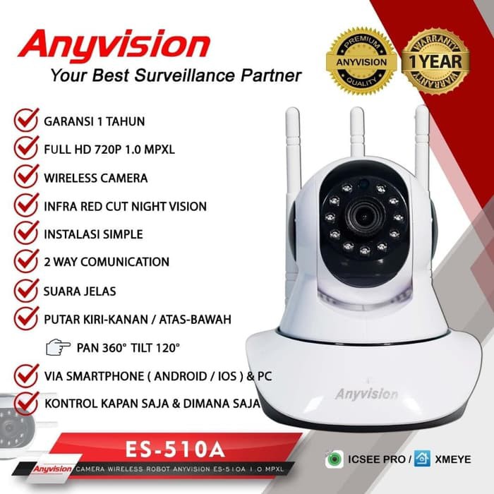 IP CAMERA Robot ES-510A 1.0 Mpxl AnyVision KAMERA CCTV WIRELESS 3 ANTENA