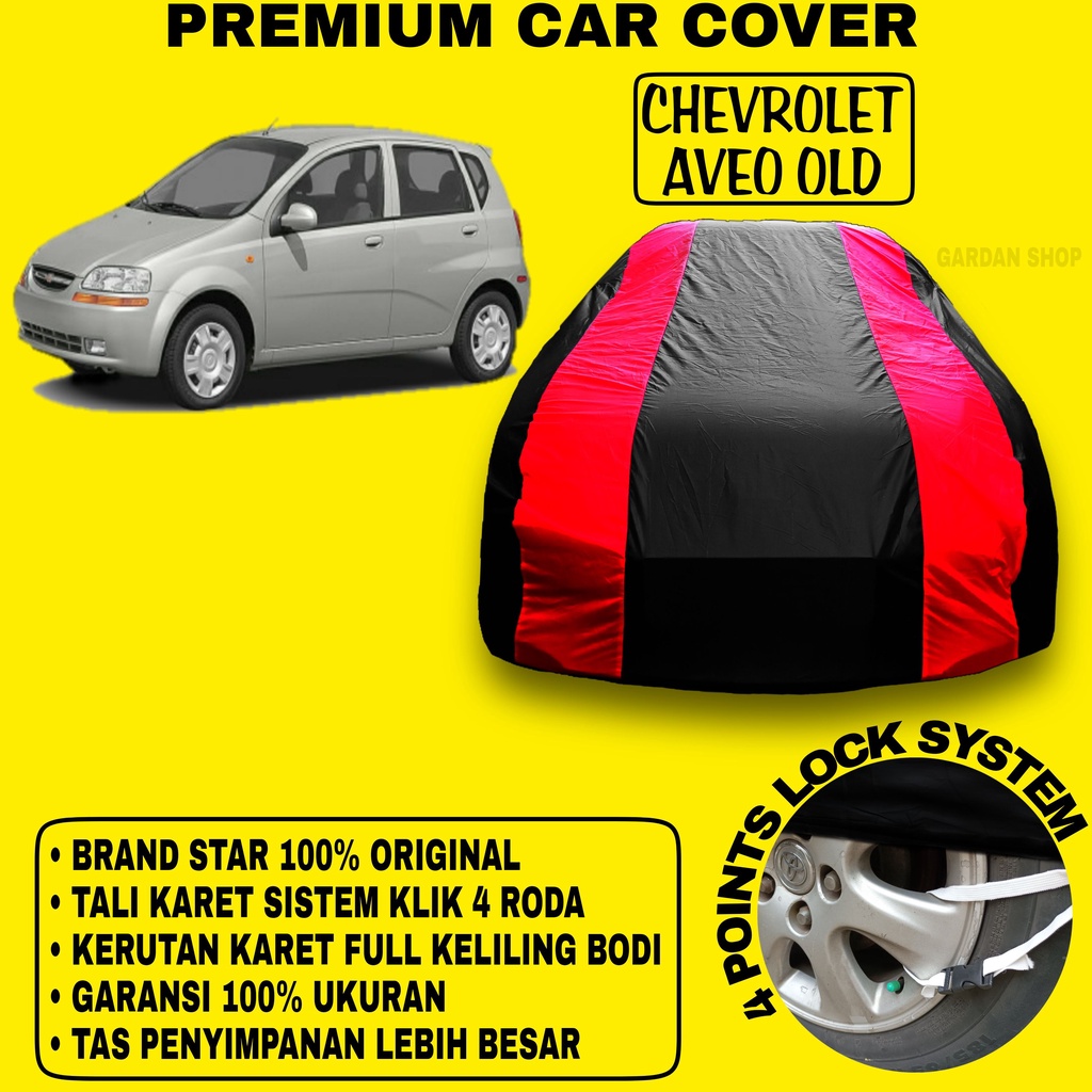 Body Cover CHEVROLET AVEO OLD Sarung Strip MERAH Penutup Pelindung Bodi Mobil Chevrolet Aveo Old Waterproof PREMIUM Cover