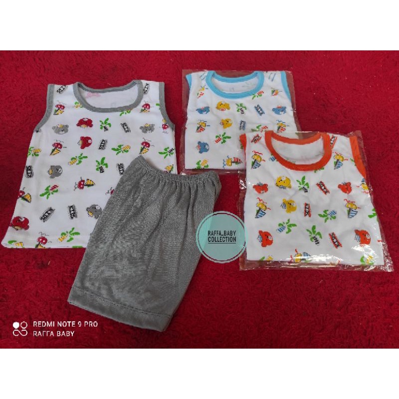 SETELAN BAJU+CELANA BAYI LENGAN KUTUNG/SINGLET BAYI