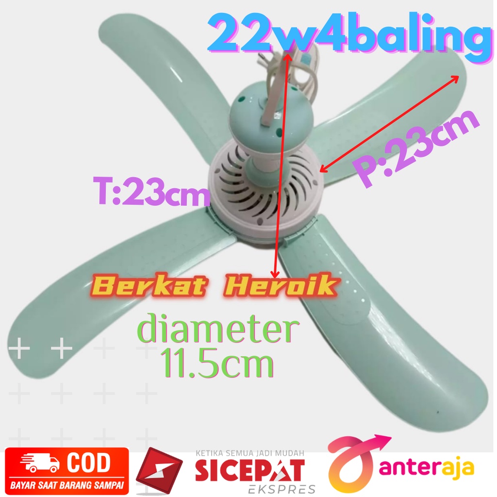 Kipas  Angin  Gantung Helifan 4 baling 22w   merk kyzuku