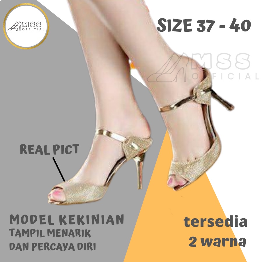 HEELS GOLD High Heels Wanita Sepatu Hak Wanita Terbaru 2021 Kekinian Heels Kondangan GOLD Premium Mu