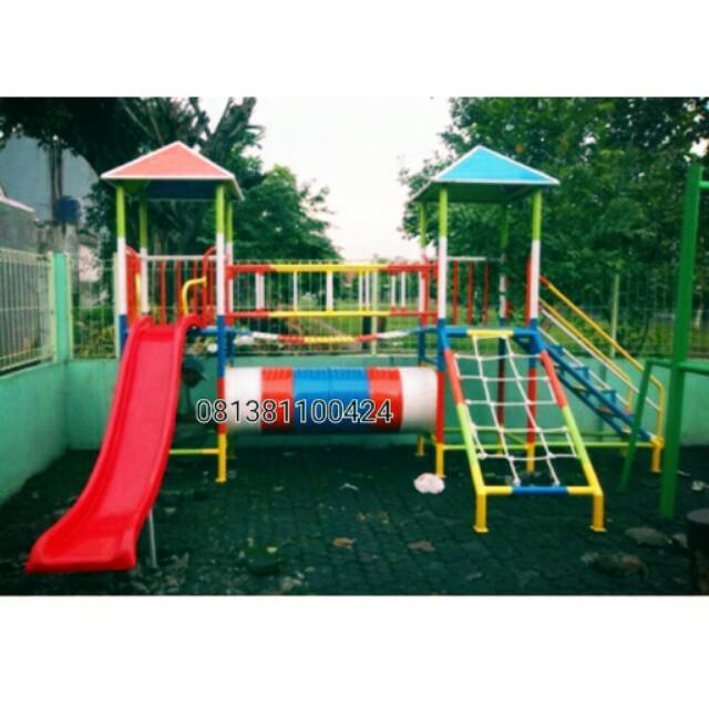 Mainan anak playground besar taman bermain anak-anak perosotan terowongan anak jaring laba jembatan