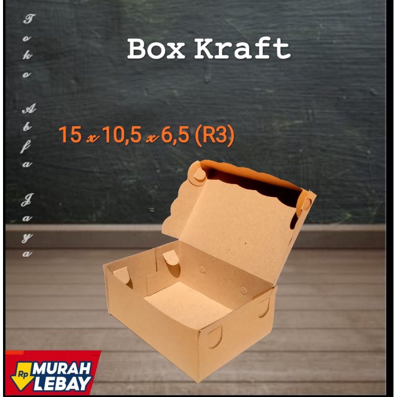 

(Box murah) Box kraft 15 x 10,5 x 6,5 (R3) coklat renda tebal 310 gsm,. cocok untuk packing snack kue roti souvenir dll