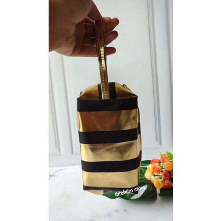 (POUCH LONTONG WARNA HITAM EMAS) POUCH SERBAGUNA / TAS KOSMETIK / POUCH MAKE UP BESAR / POUCH MAKE UP TRAVEL