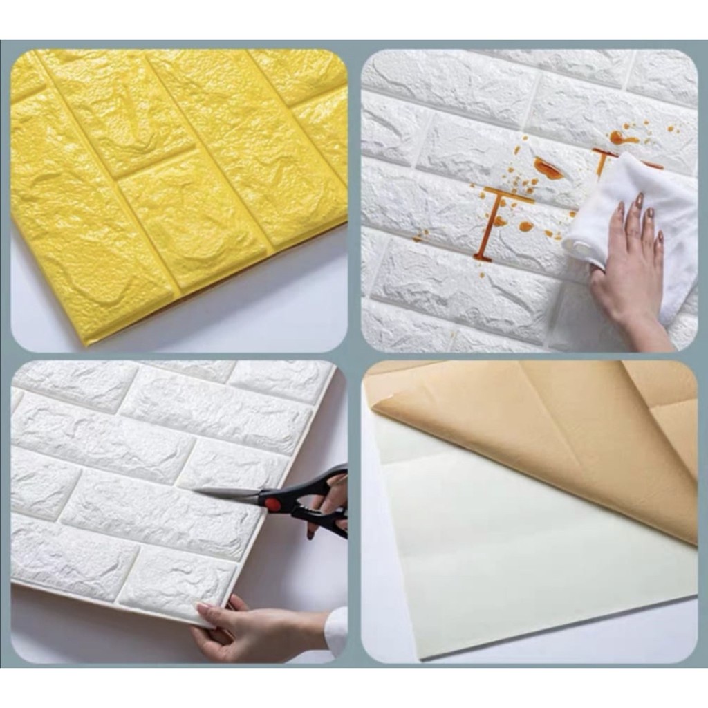 Wallpaper Dinding 3D Embossed Modern Foam Timbul Motif Batu Bata / Wall Sticker Dinding 3D Waterproof Brick / Wall Foam Dekorasi Dinding Kamar Rumah-8