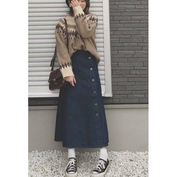 Hot Sell.. UNIQLO BY GU  rok denim Gu maxi skirt