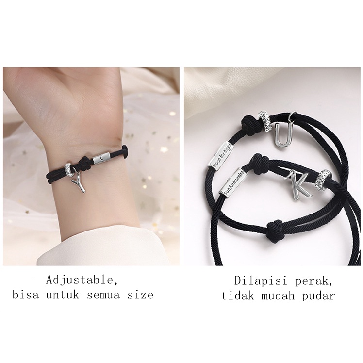 Gelang inisial Huruf /Gelang couple Sun and Moon Gelang sahabat Original Arctic Deer