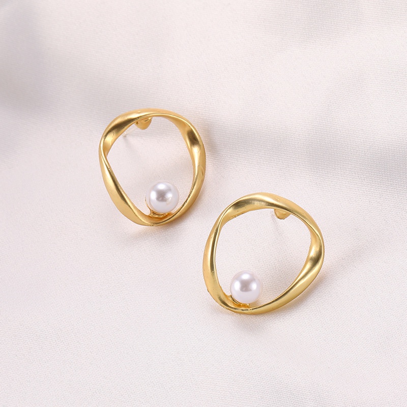 Sterling silver jarum matte mutiara anting-anting Korea Dongdaemun anting-anting sederhana temperame