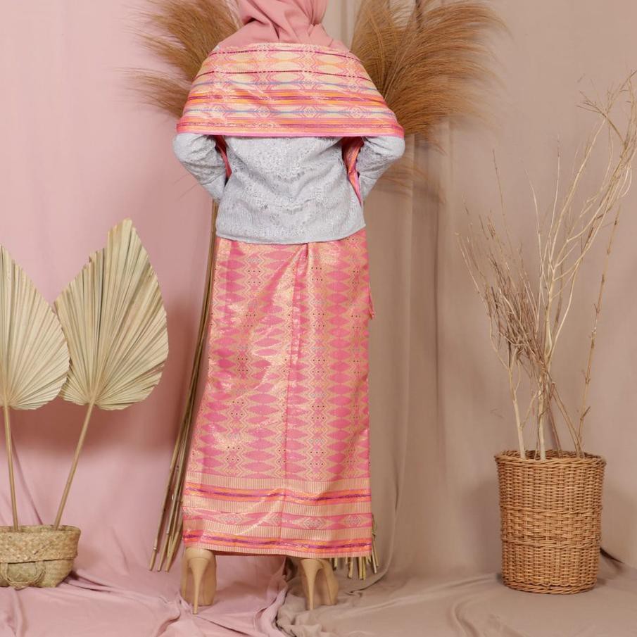 Penjualan Terbanyak - SET SONGKET PINK DUSTY ROK DAN SELENDANG/SONGKET PALEMBANG/ BATIK SONGKET MURA