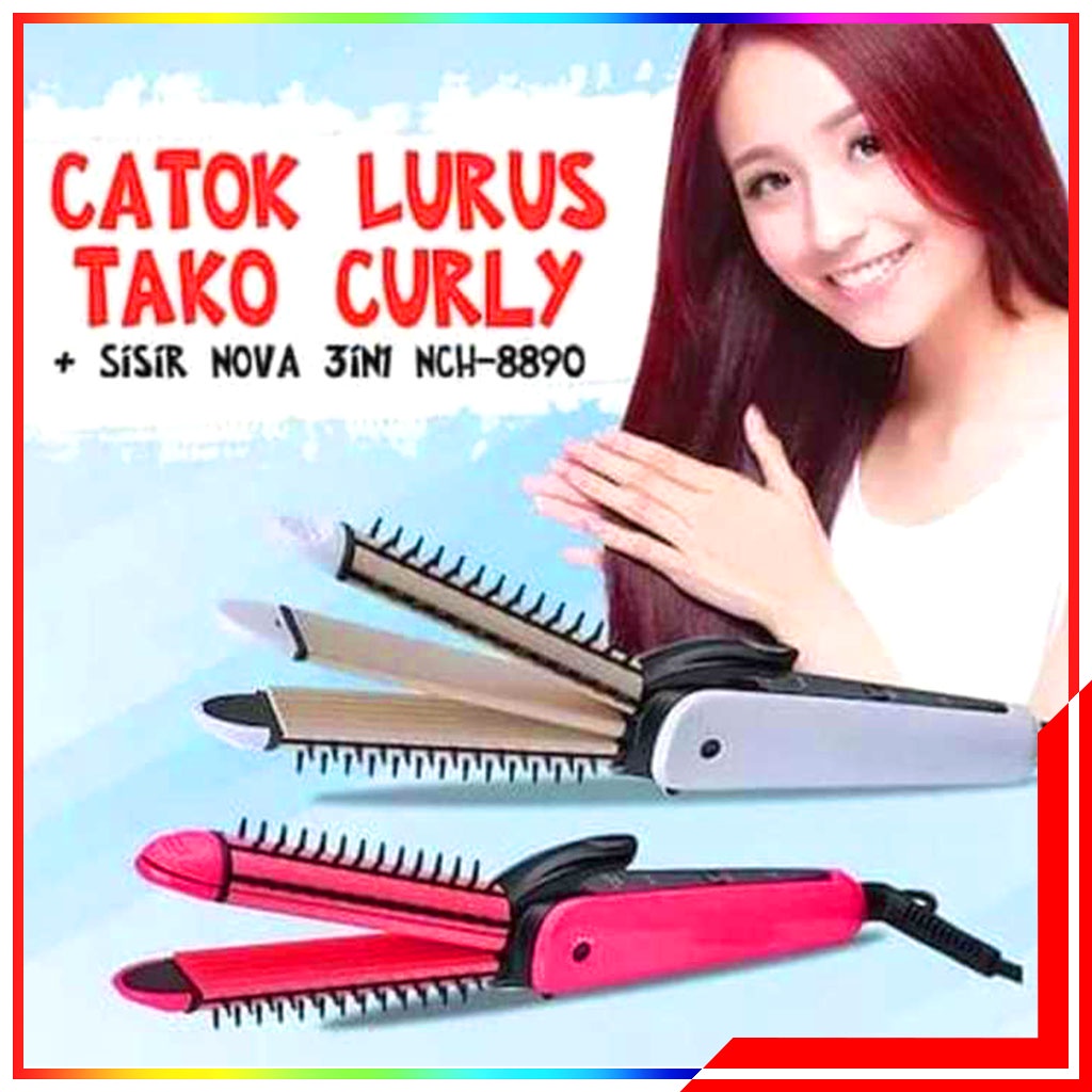 3in1 Catokan Rambut Styling Rambut Catok Lurus / Wavy / Curly 3in1 - Catokan Rambut Catok Nova 3 In 1/ Catok Nova 8890