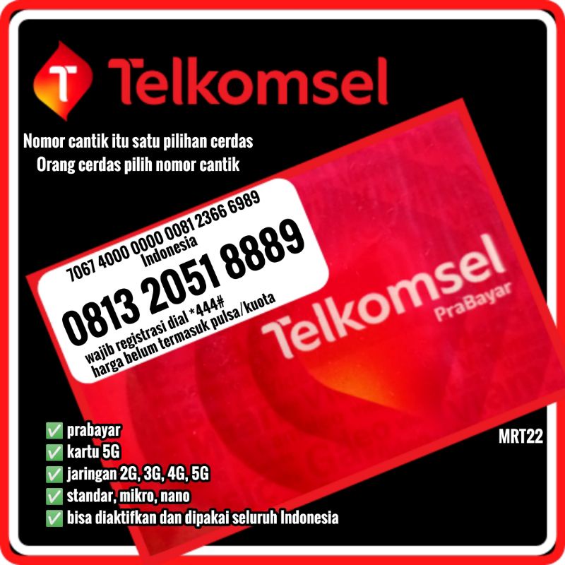 Kartu perdana nomor cantik telkomsel simpati 4G LTE 5G 8889 dan 8883