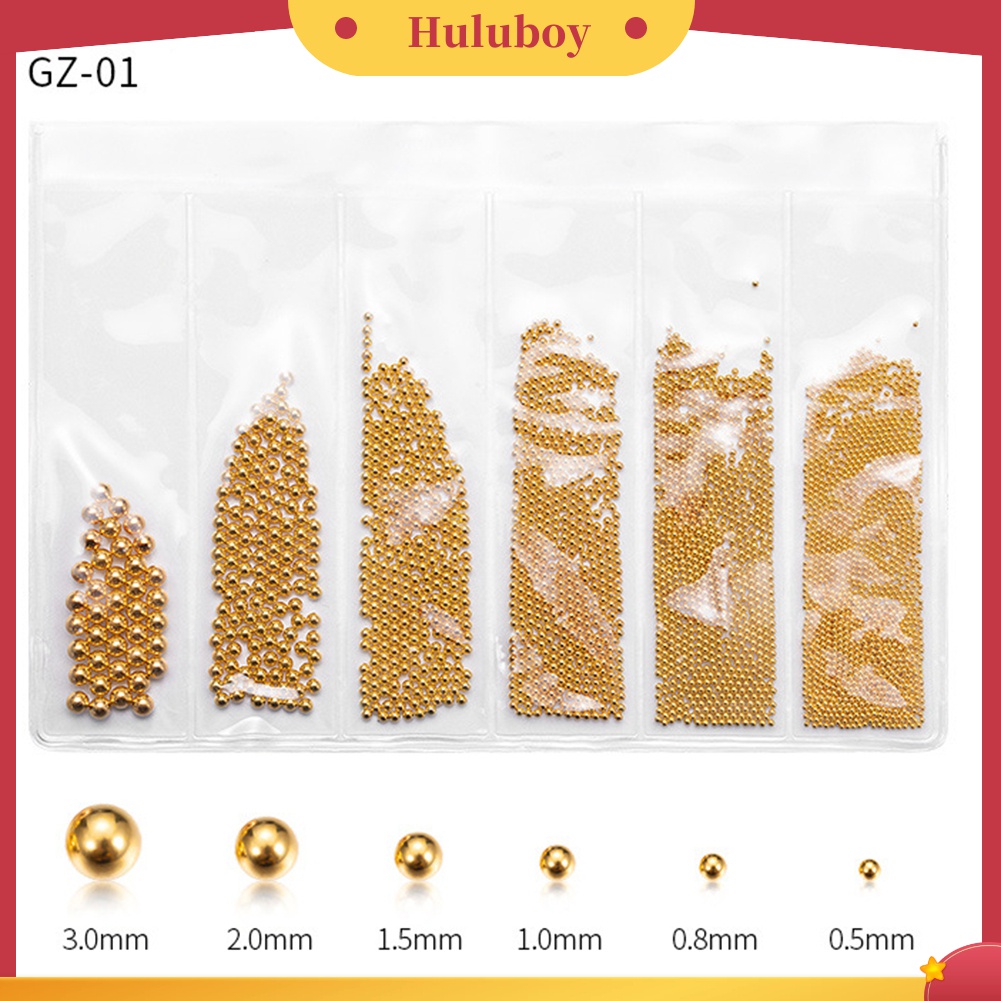 Huluboy Huluboy♡ Manik-manik Caviar Bola Metal 3D Ukuran Campur Untuk Dekorasi Manicure