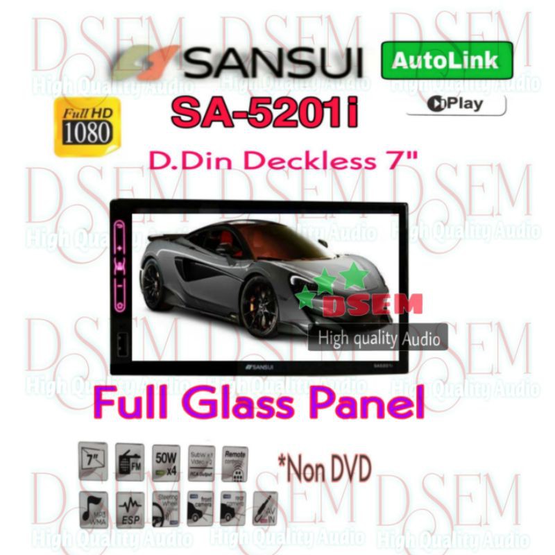 Head Unit Sansui SA 5201i Mirrolink Double Din Tape Mobil Sansui sa5201i
