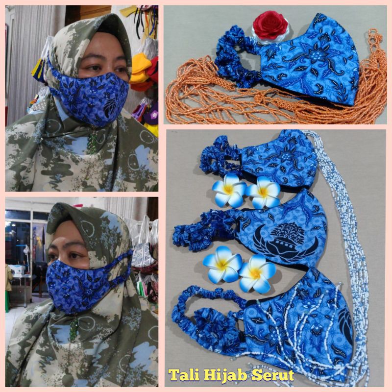 masker Batik Korpri tali hijab serut