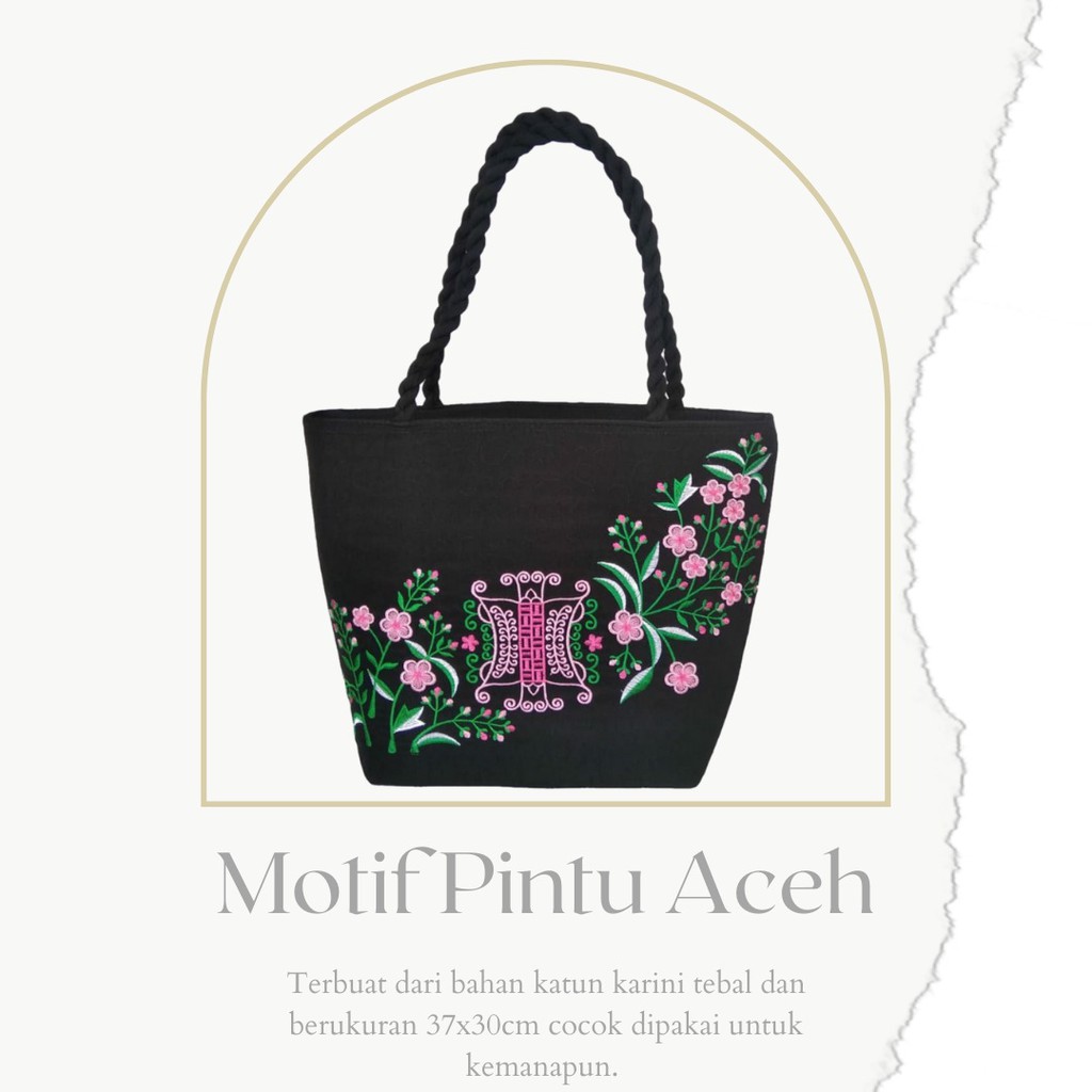 Tas bordir Pintu Aceh - TOTEBAG TOTE BAG WANITA TERLARIS / TOTE BAG TERBARU BORDIR
