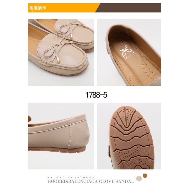 HELIVA SERA Loafer Flat Shoes Pita Depan Bahan Kulit 1788-5 Original Brand