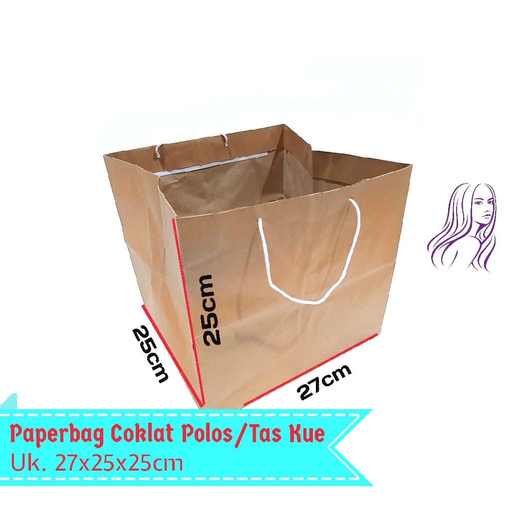 

Paper Bag Coklat Polos Kotak Kue/ Tas Kue 27X25X25Cm / Tas Bingkisan (Grosir)