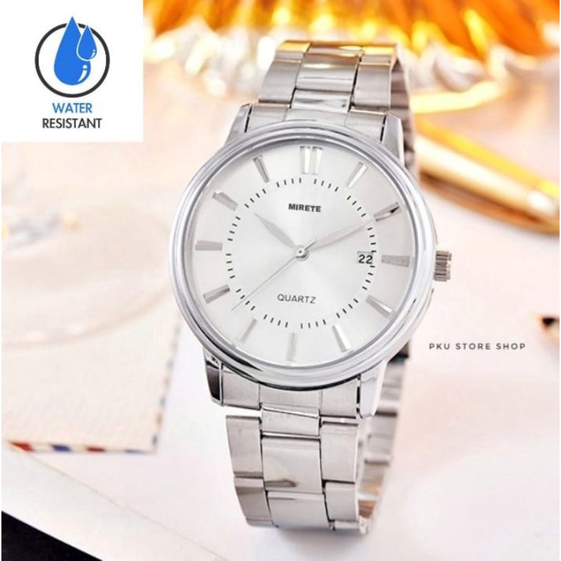 (water resistant) JAM PRIA MIRETE_6634 PRIA SILVER RANTAI TAHAN AIR JAM TANGAN PRIA WATER REAISITANT COD BAYAR DI TEMPAT  TAHAN JAM TANGAN KASUAL PRIA TERBARU