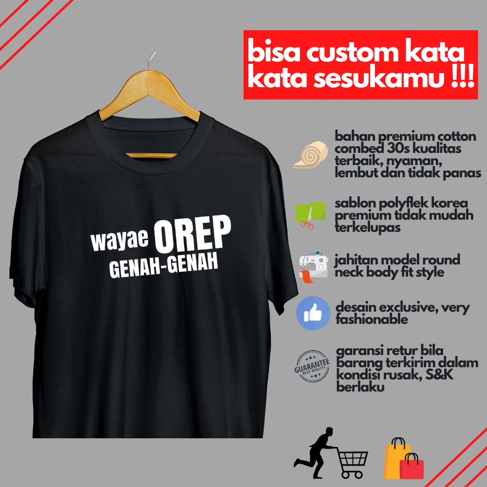 Baju Kaos Tshirt Distro Pria Wanita Cowok Cewek Kata Kata Murah Unik Jawa Pesan Lucu Ekspresi Wayahe