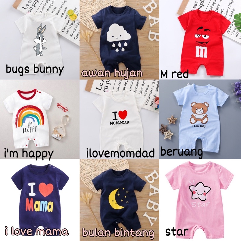 Jumper bayi Motif / Romper bayi [Motif 2] IMPORT Bayi laki laki perempuan 0-12 bulan / BAJU KODOK ANAK