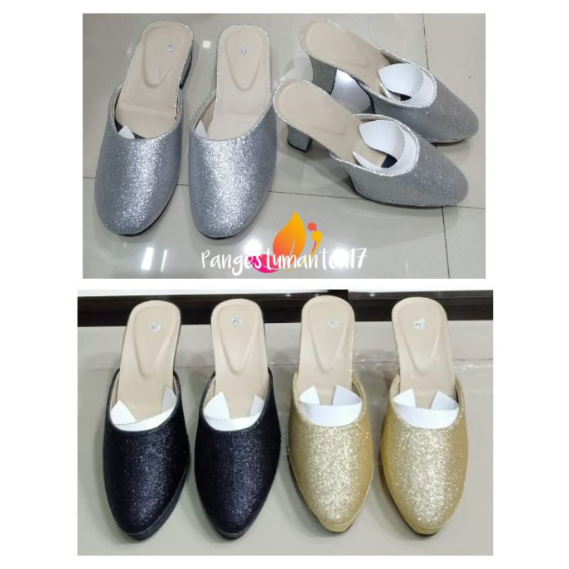 Sepatu Selop Pengantin Gliter (SEPASANG COWOK CEWEK)