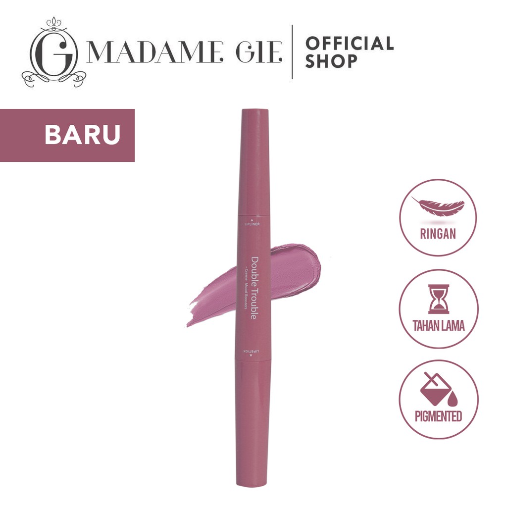 Madame Gie Double Trouble Creamy MakeUp Lipstick Two In One Gusmi