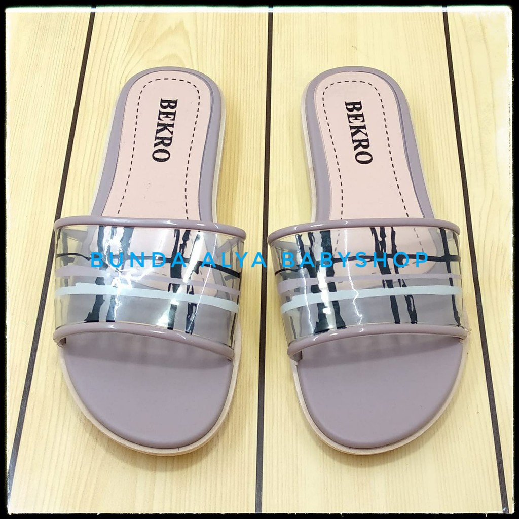 Sendal Slop Wanita UNGU Kotak Size 36 - 40  - Sendal Slop Wanita Alas Karet BEKRO - Sendal SALE