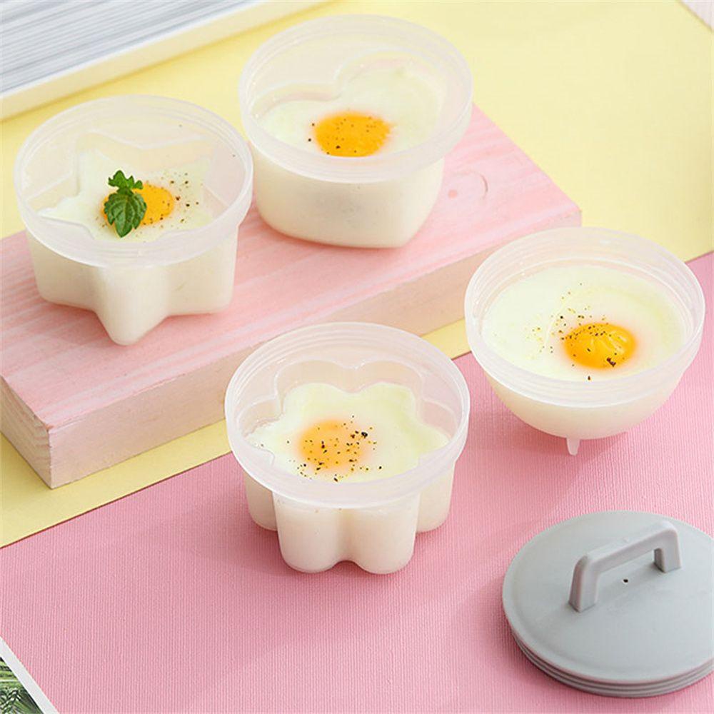 4pcs / Set Cetakan Telur Rebus Bahan Silikon Aneka Warna Dengan Tutup Dan Sikat Untuk Dapur