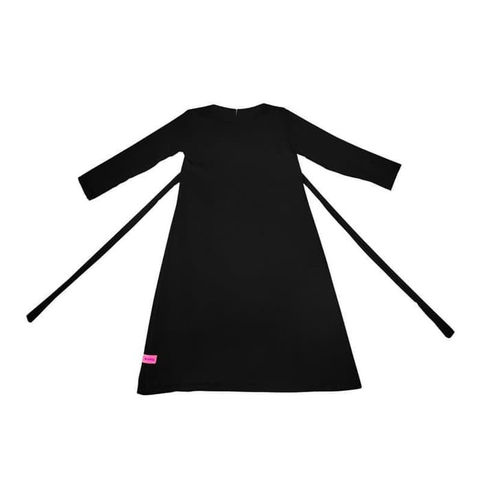 BAJU GAMIS WANITA ANAK POLOS BASIC WOLFIS   BAJU LEBARAN   GAUN ANAK   Hitam Murah