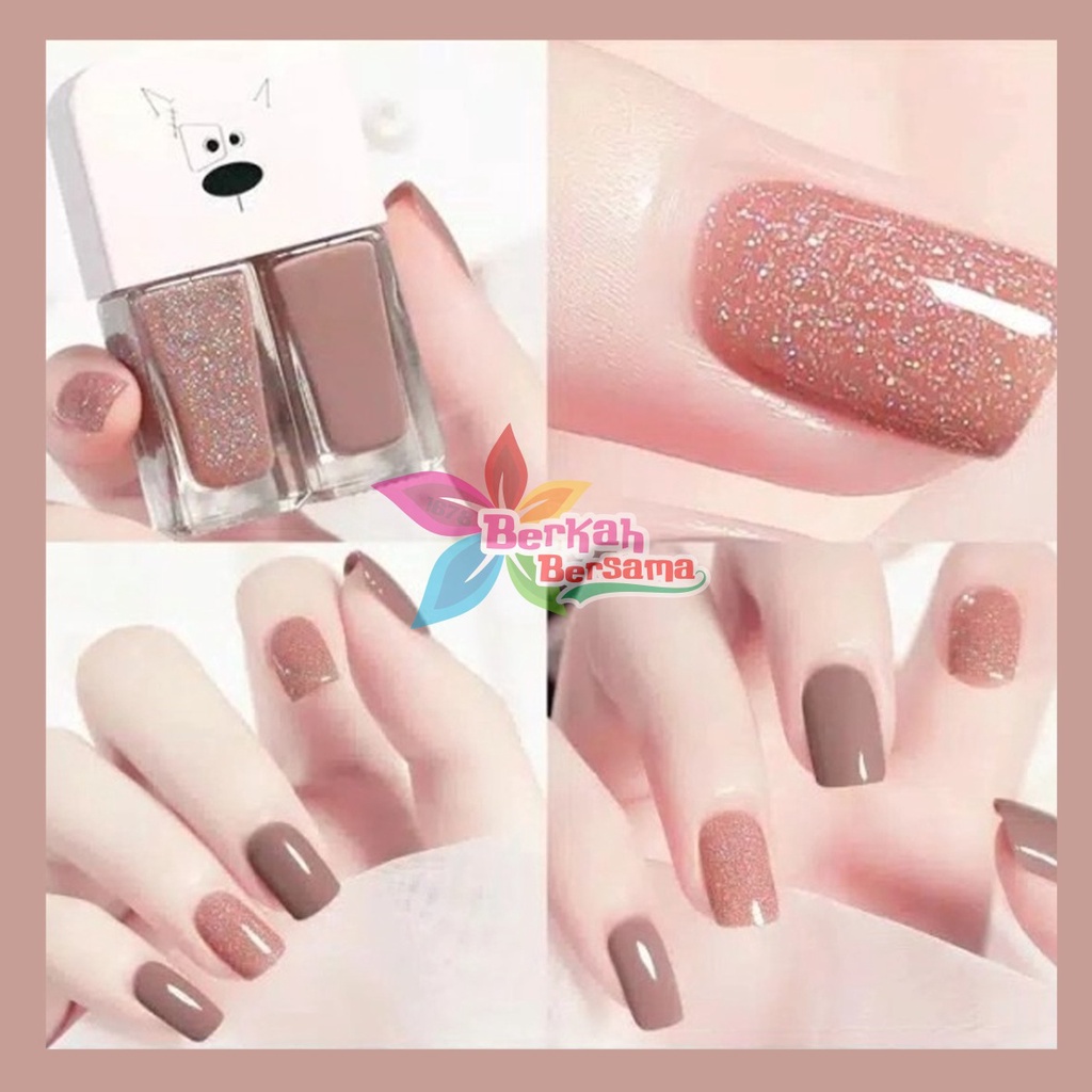 2IN1 kutek cat kuku Korea Lucu 2 Warna Gel Nail polish BB6424