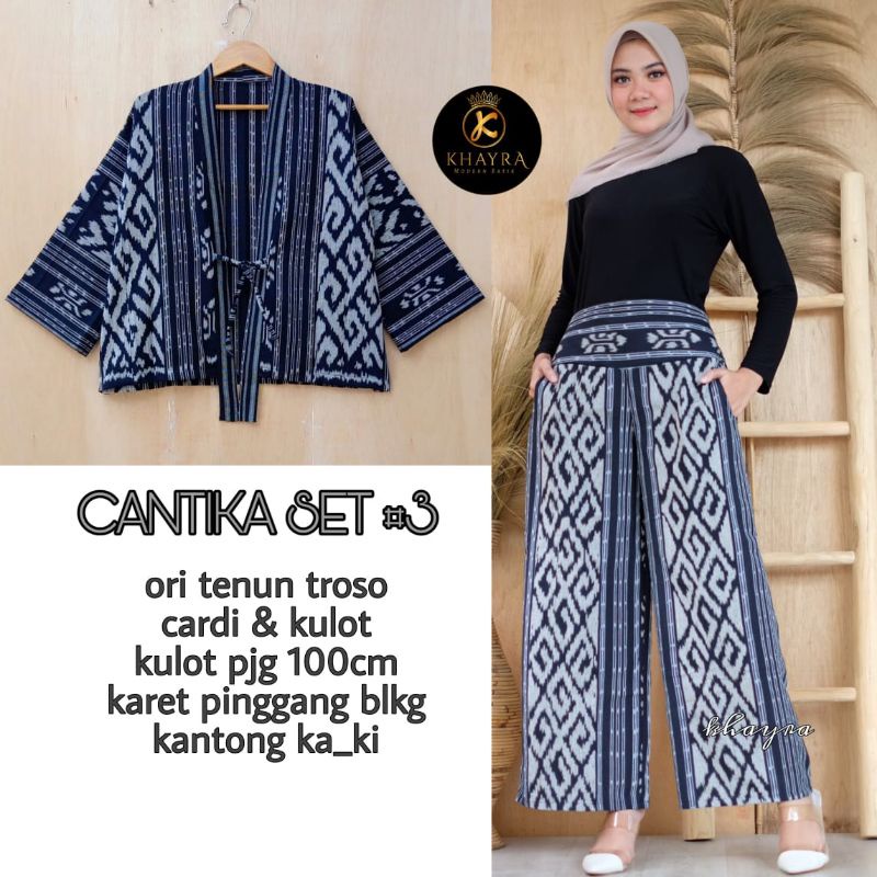Setelan Kimono Kulot Tenun Ori Troso Cantika // Set Tenun Mewah Terlaris