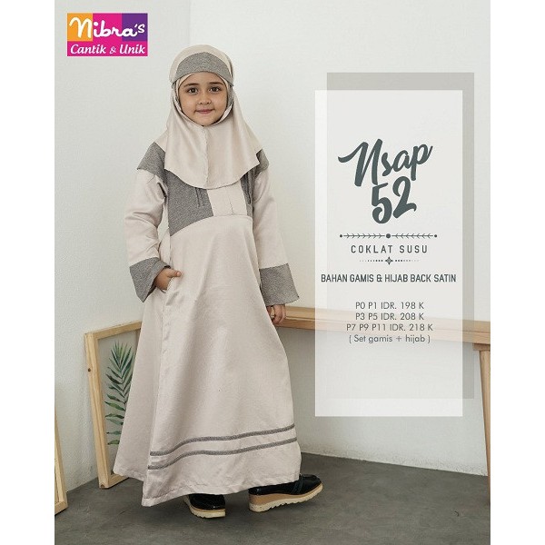 NSAP 52 SARIMBIT NIBRAS 52 COKLAT SUSU / GAMIS ANAK PEREMPUAN / SERAGAM BAJU LEBARAN COUPLE SYAR'I