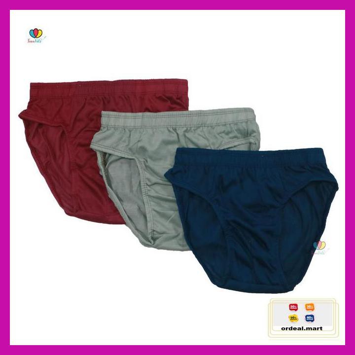 Y9Tut78T7- (Isi 3 Pcs) Celana Dalam Laki Uk Anak Tanggung 8-12 Tahun / Cd Remaja - Isi 3 - Polos