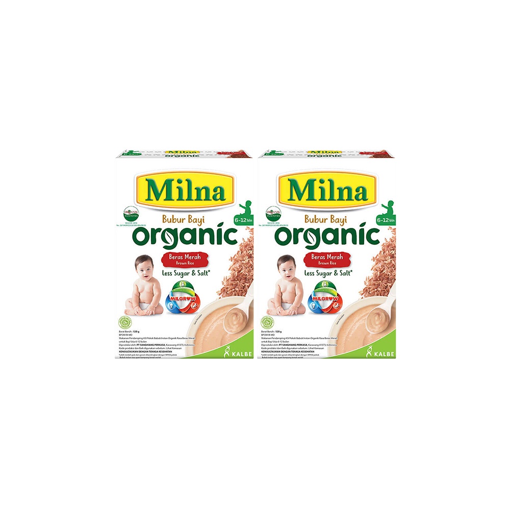 Milna Bubur Organik 6+ Beras Merah 120G (2 Pack)