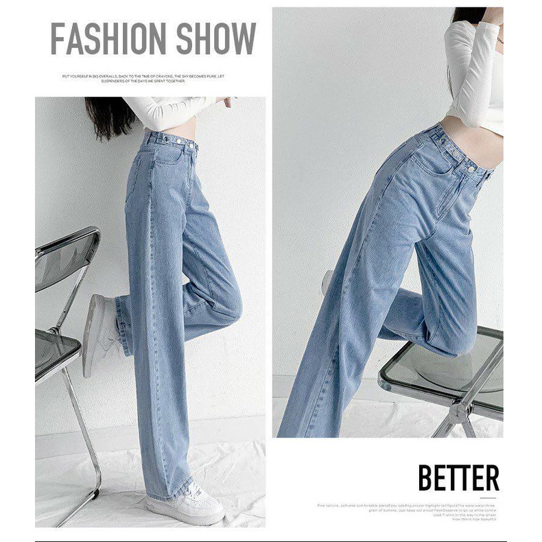 BEARYJEANS Celana Jeans Wanita Adjustable Denim Wear High Waist Kulot Jeans Boyfriend Jeans - BJ003