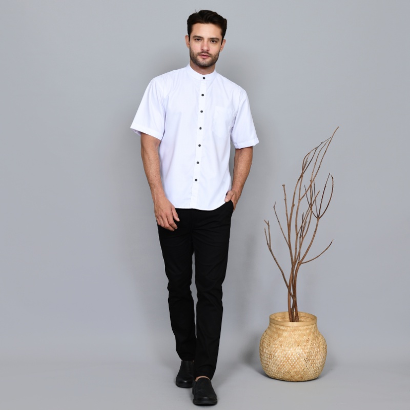 Kemeja Koko Pria Lengan Pendek Slim fit Katun Premium Formal Casual - DNA Series