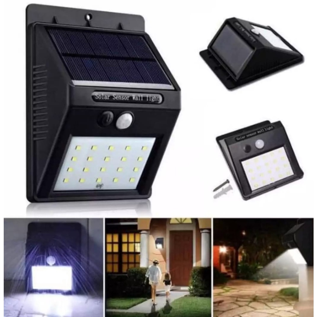 Lampu Sensor Tenaga Surya Solar Sensor 20 LED Wall Light- Lampu Outdoor Lampu Dinding Led Tenaga Surya- Lampu Tembok Tenaga Matahari 20 LED-Hemat Energi