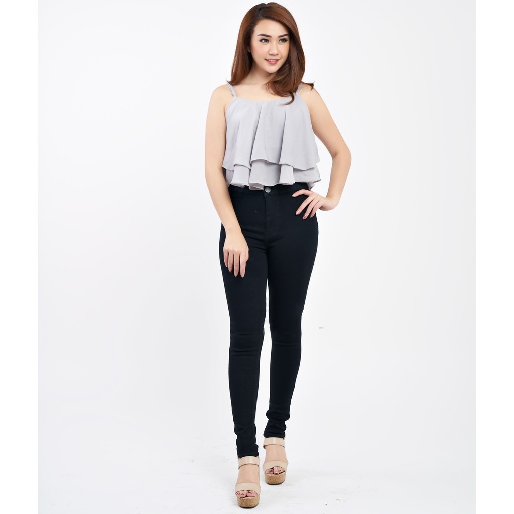 CELANA JEANS HW CELANA PANJANG WANITA ( HW TULANG HW POLOS )// HIGHWAIST JEANS PREMIUM STRECT SNOW