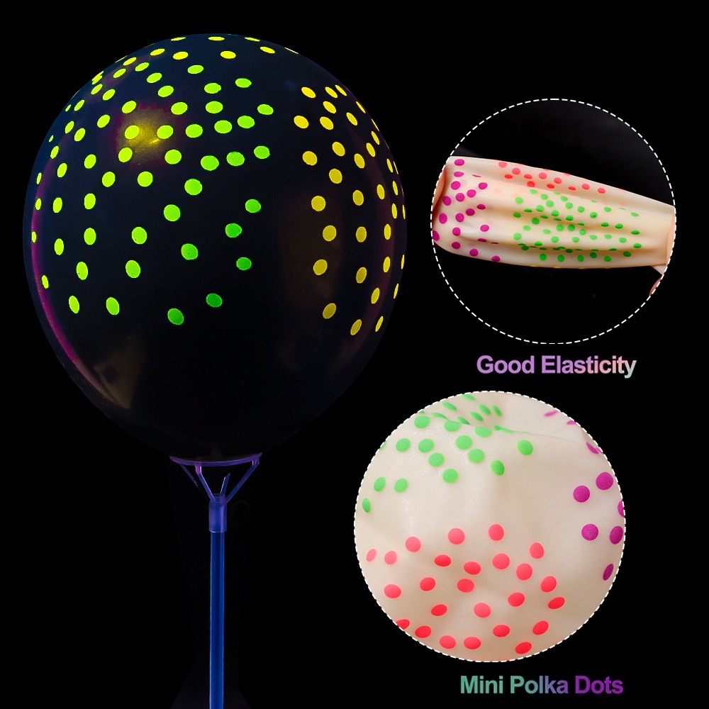 10 Pcs Balon Latex Motif Polkadot Neon Ukuran 12 Inch Untuk Dekorasi Pesta Ulang Tahun