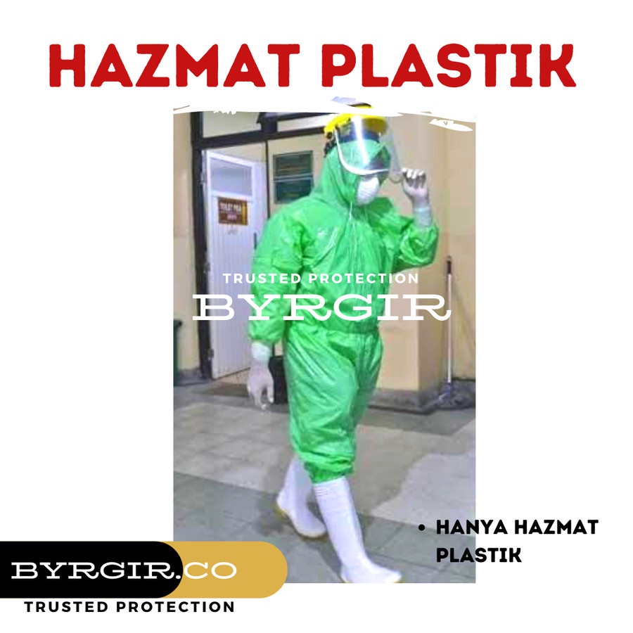 Hazmat Gown APD Bahan Plastik Waterprof Sekali Pakai Murah