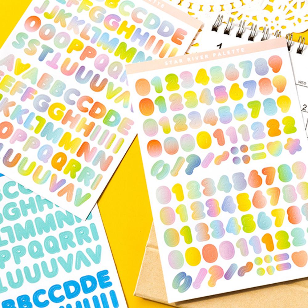 Stiker Huruf Agustina Alat Tulis Notebook Sticker DIY Colorful Planner 6lembar Stiker Alfabet