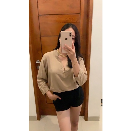 Kemeja basic // kemeja oversize // korean look casual-Cappucino