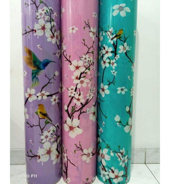 ♂ Fiber pagar Penutup pagar plastik motif sakura / bunga hijau pink ungu ❉