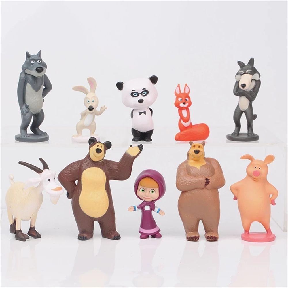Kado Anak Agustin Masha and The Bear Mainan Anak Kado Natal Dekorasi Boneka Mainan PVC Model Angka