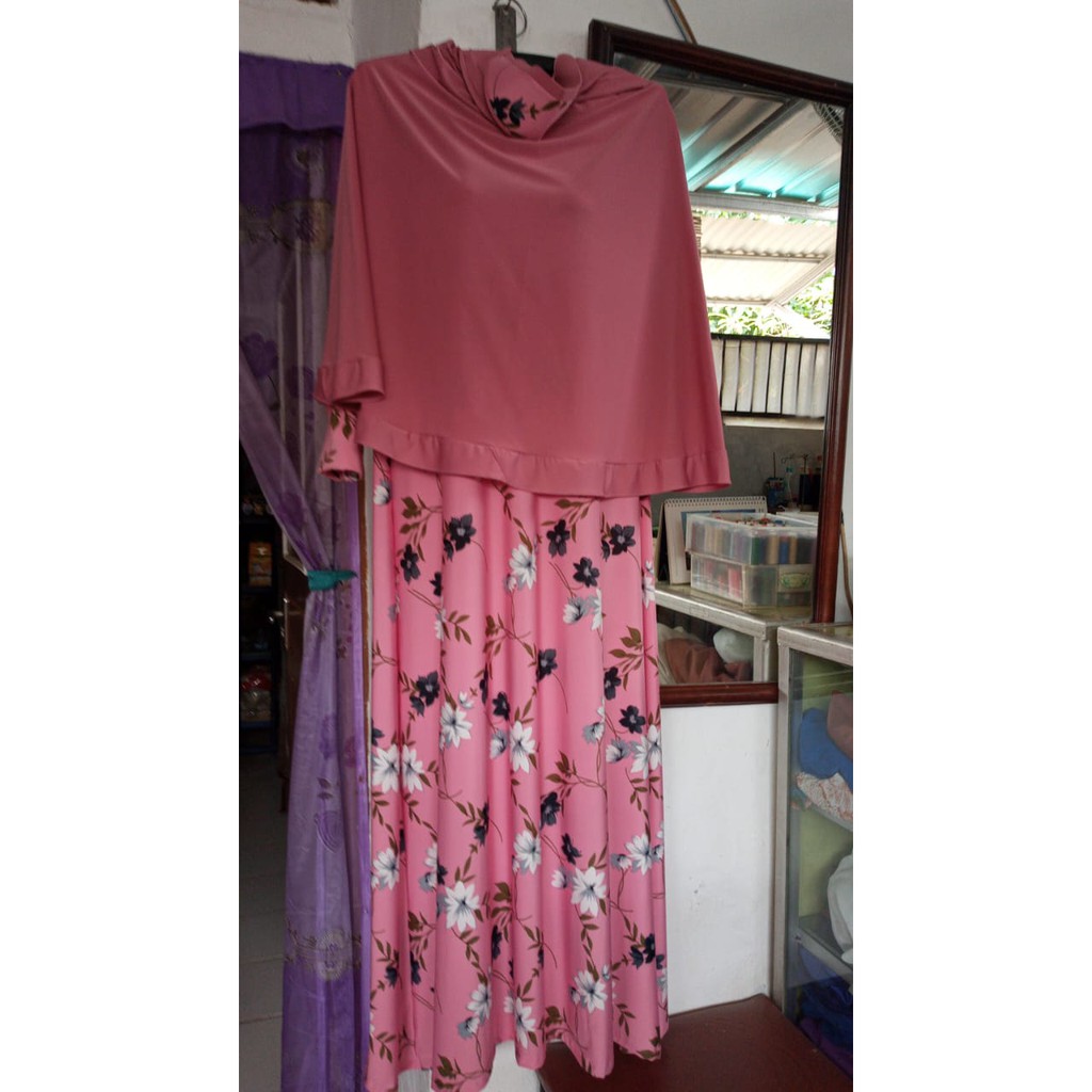 Gamis Syar'i Motif Bunga cantik